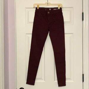 low rise burgundy jeggings